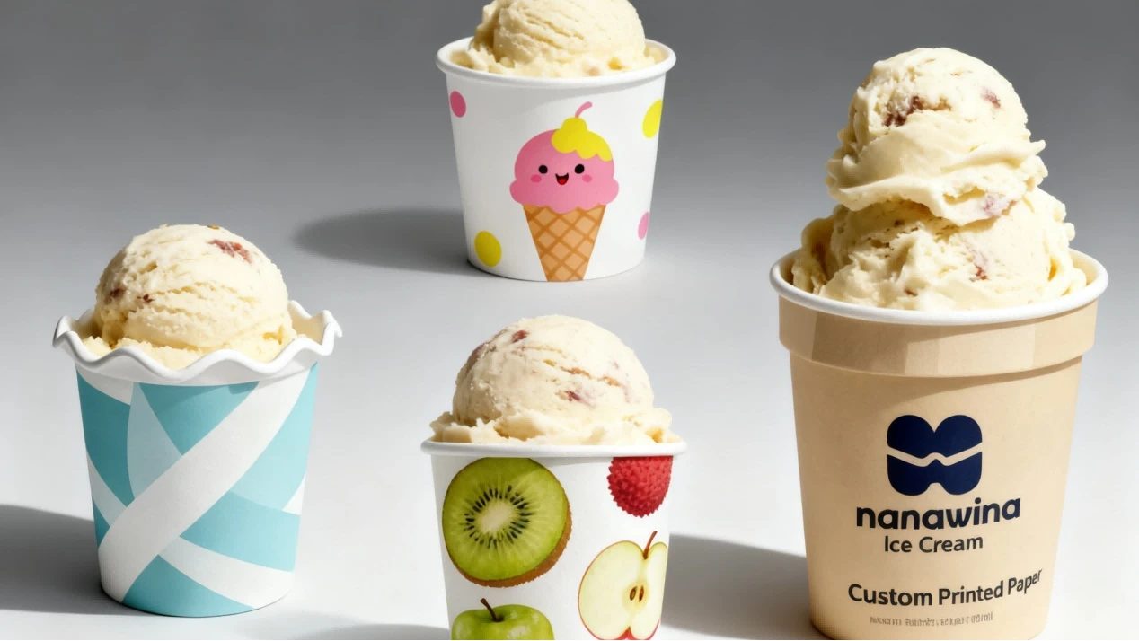 customizable Paper Ice Cream Cups 4 customizable Paper Ice Cream Cups 4